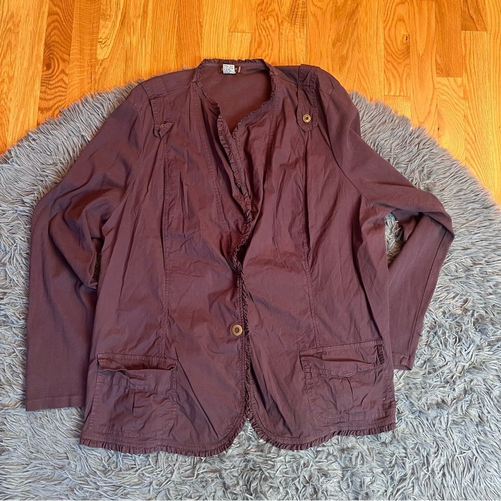 XCVI Purple Soft Twill Utility Lagenlook Jacket Size 3X